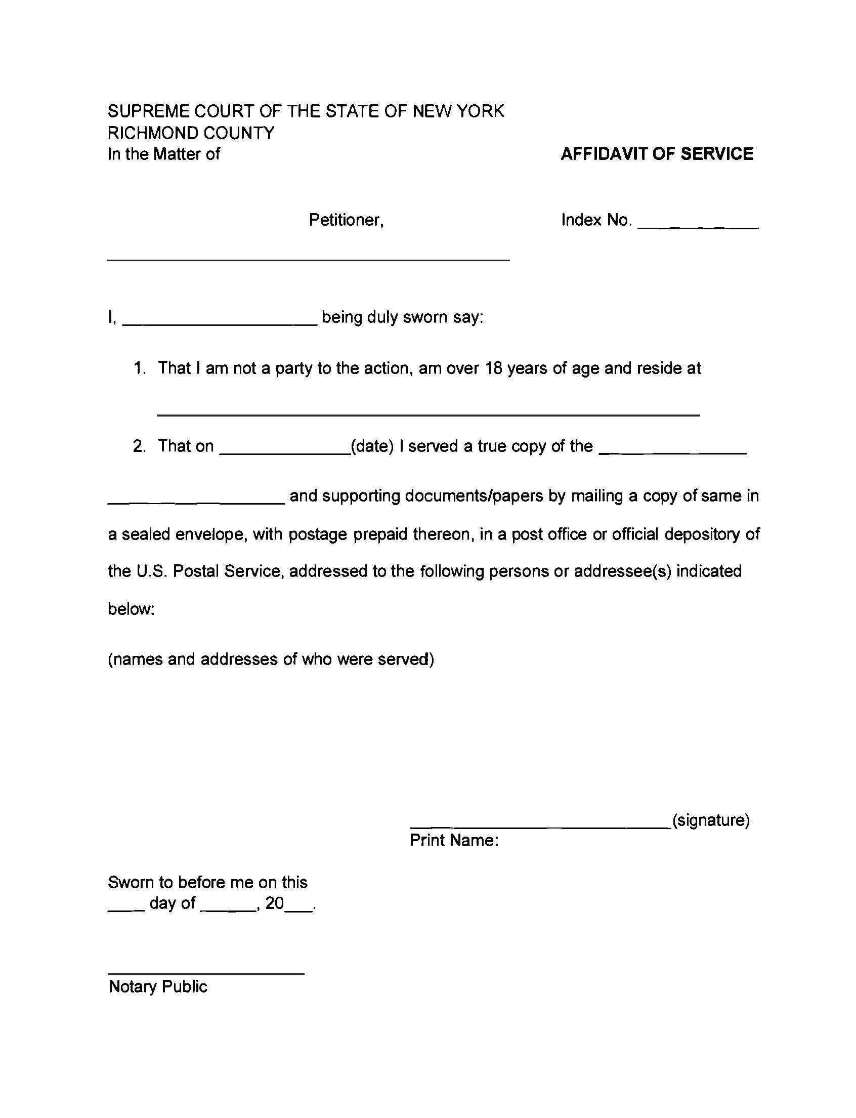 Affidavit Of Service (Richmond) | Pdf Fpdf Docx | New York