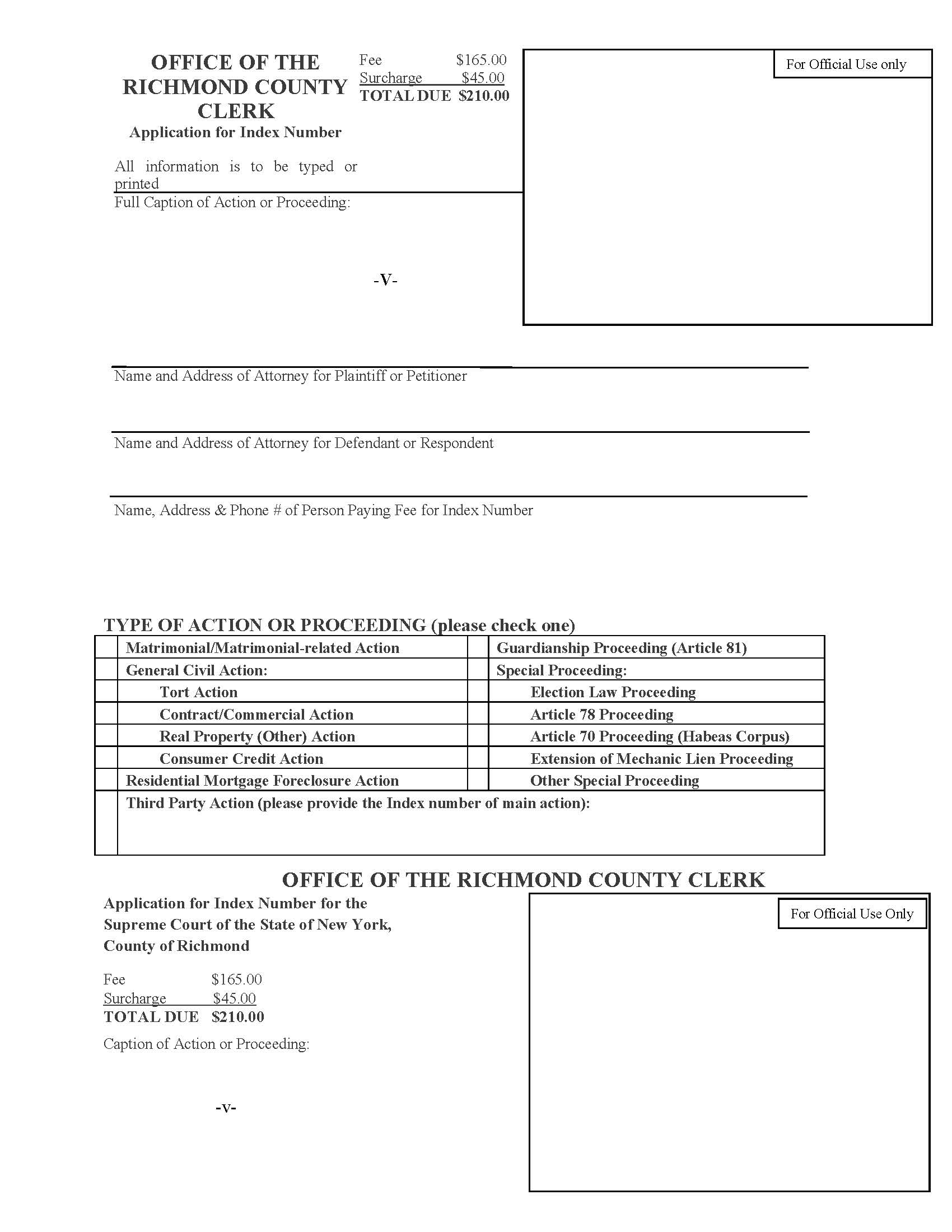 Application For Index Number {Ric AfIN} | Pdf Fpdf Doc Docx | New York