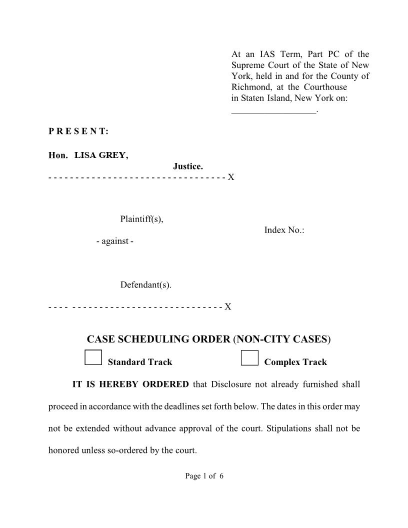 Case Scheduling Order (Non-City Cases) (Judge Grey) | Pdf Fpdf Docx | New York