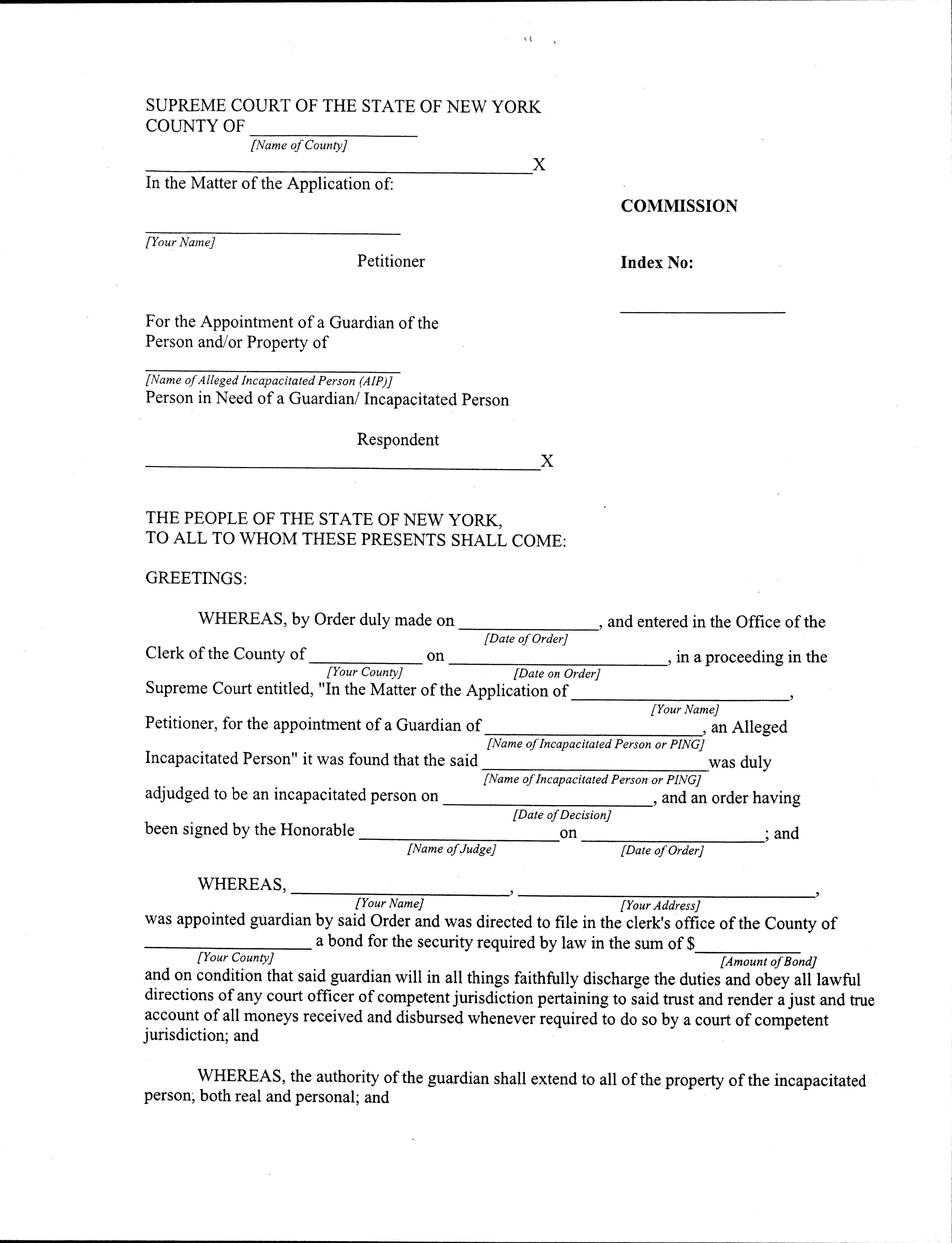 Comission (Guardianship) | Pdf Fpdf Docx | New York