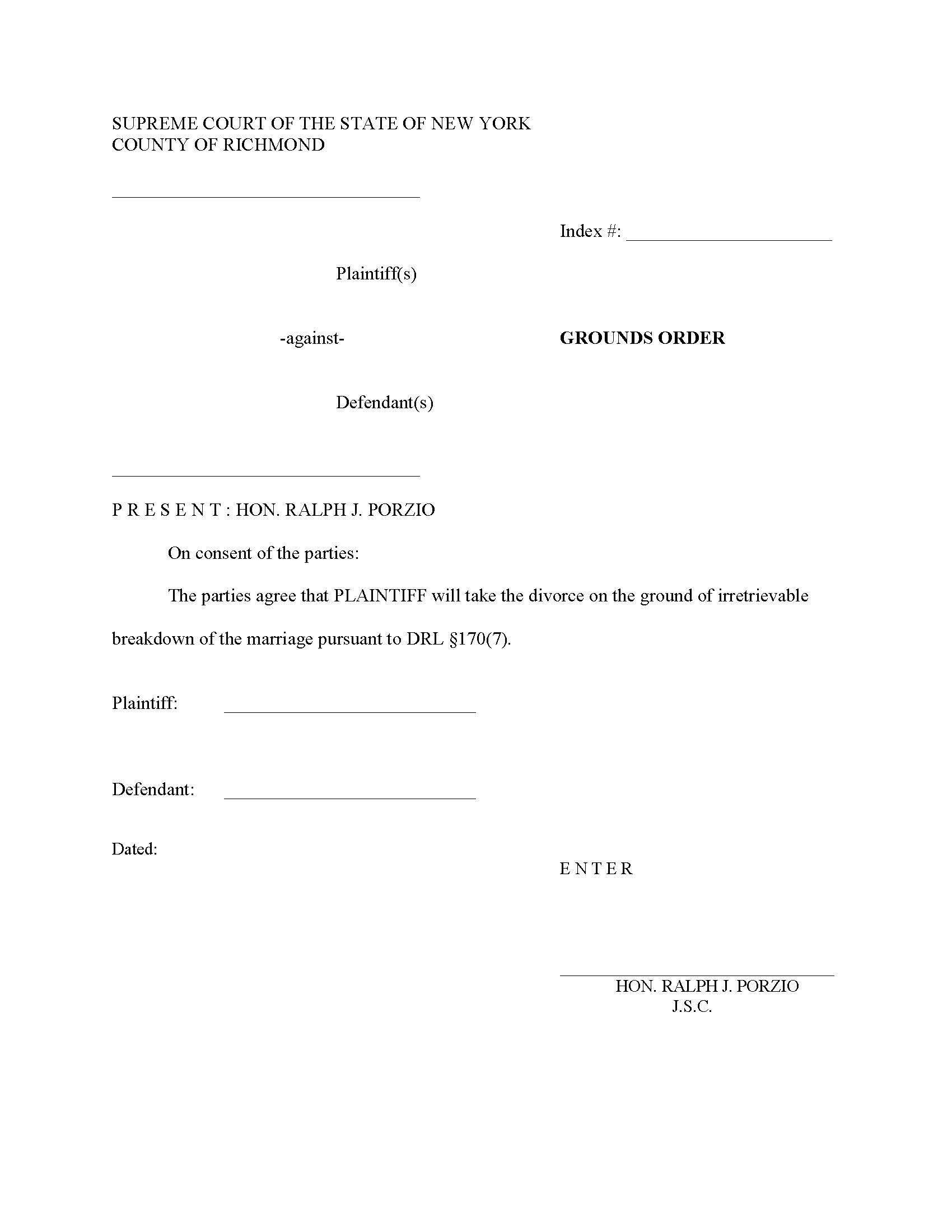 Grounds Order (Judge Porzio) | Pdf Fpdf Docx | New York