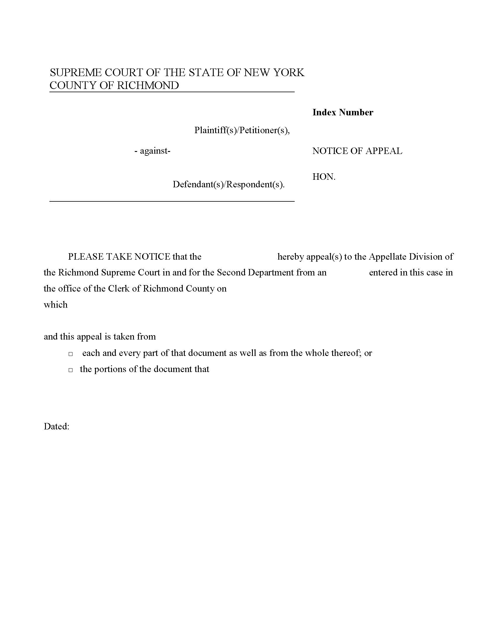 Notice Of Appeal | Pdf Fpdf Docx | New York