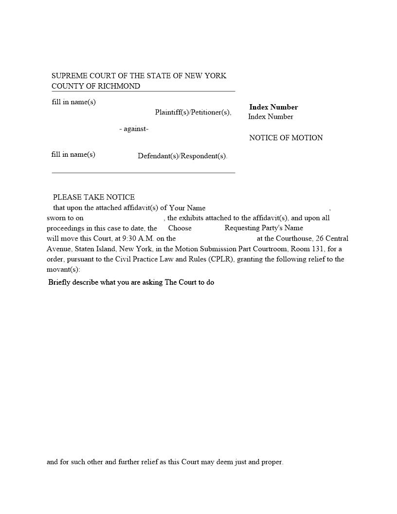 Notice Of Motion | Pdf Fpdf Docx | New York
