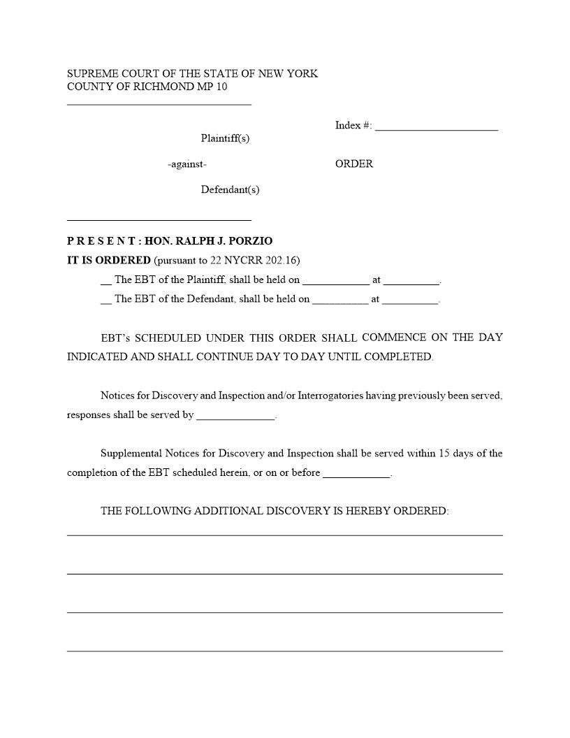 Order (Compliance Conference) (Judge Porzio MP10) | Pdf Fpdf Docx | New York