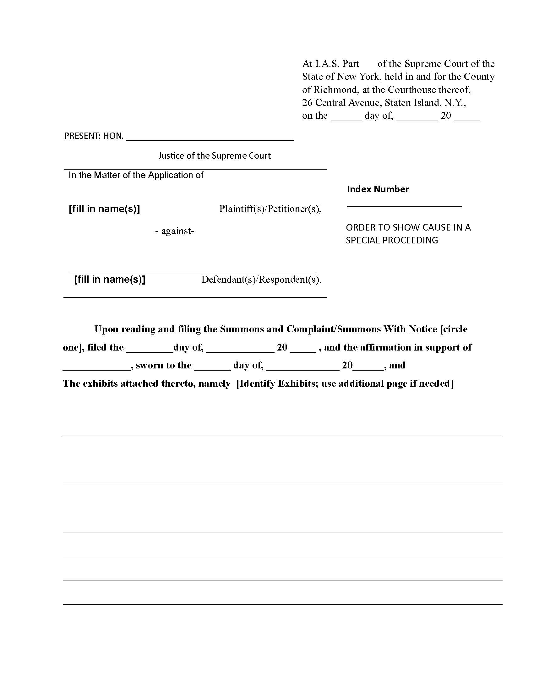 Order To Show Cause In A Special Proceeding | Pdf Fpdf Docx | New York