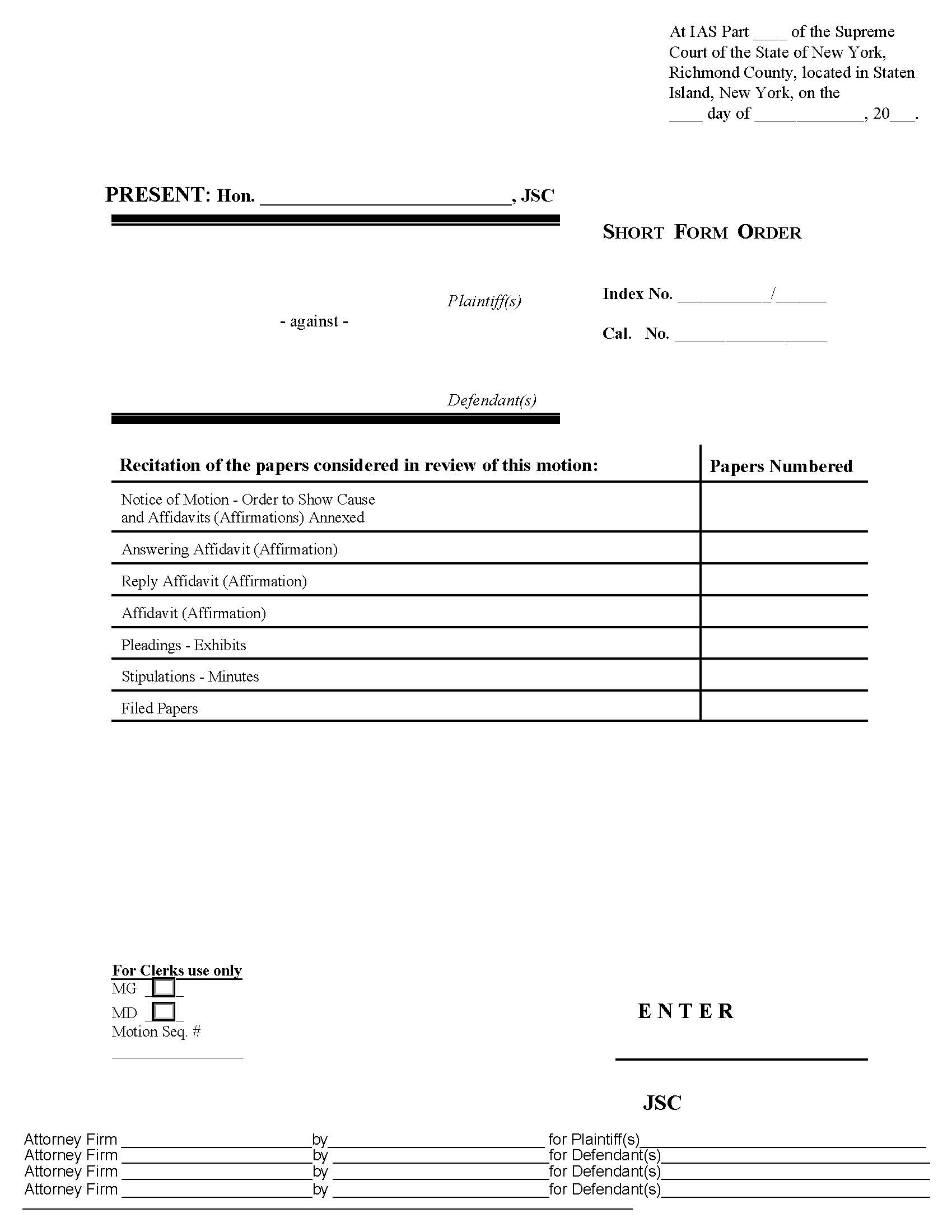 Short Form Order (Judge Colon) | Pdf Fpdf Docx | New York