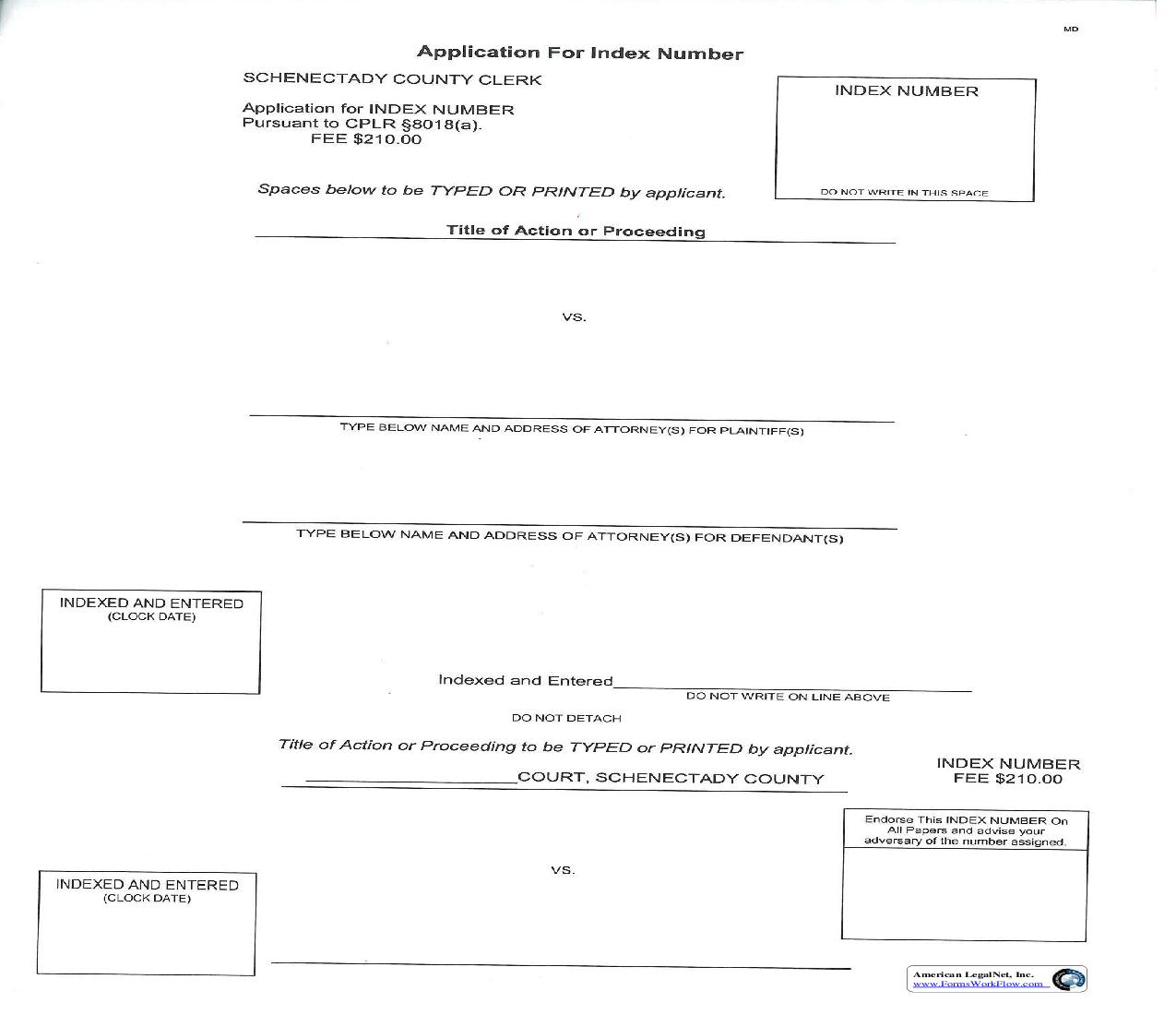 Application For Index Number | Pdf Fpdf Doc Docx | New York