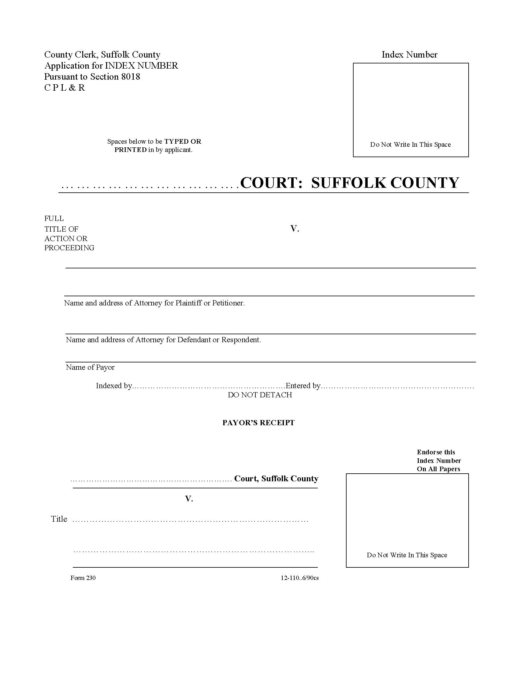 Application For Index Number | Pdf Fpdf Doc Docx | New York