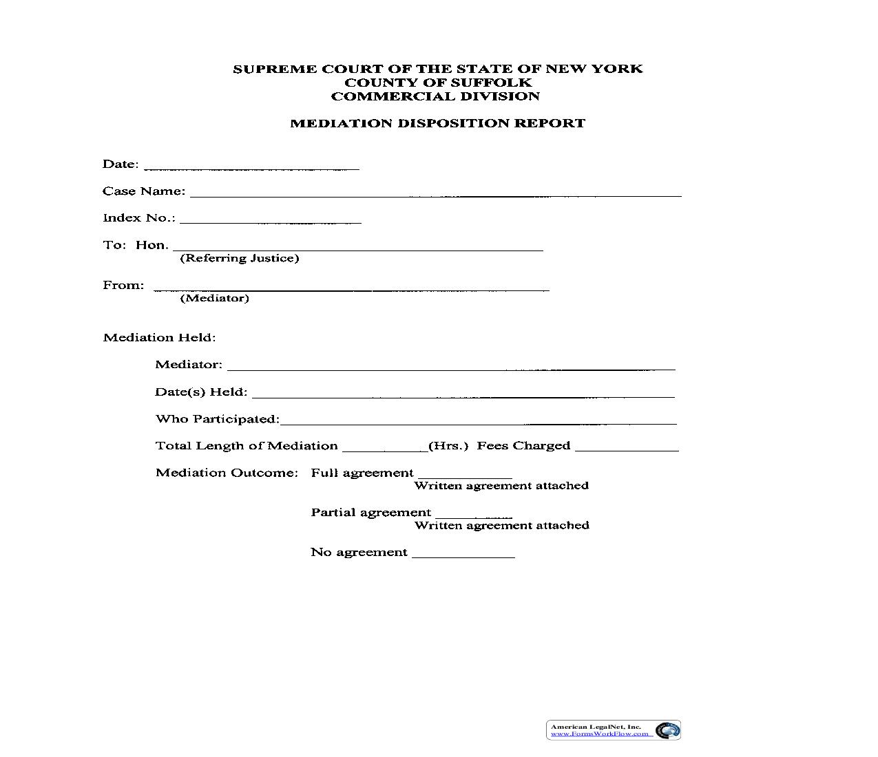 Mediation Disposition Report | Pdf Fpdf Doc Docx | New York