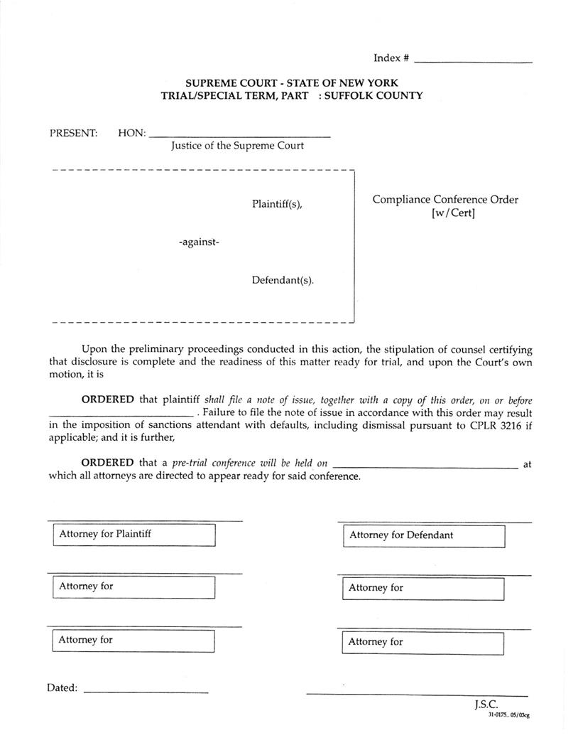 Compliance Conference Order (With Certification) | Pdf Fpdf Docx | New York