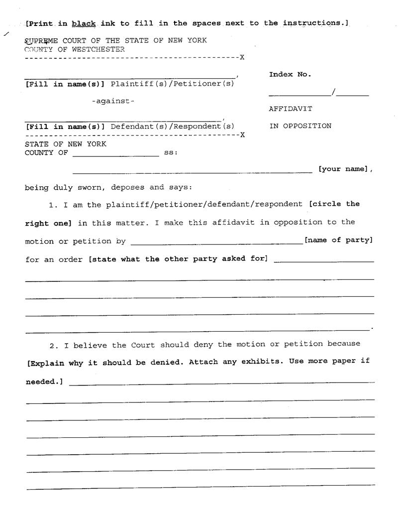 Affidavit In Opposition | Pdf Fpdf Docx | New York