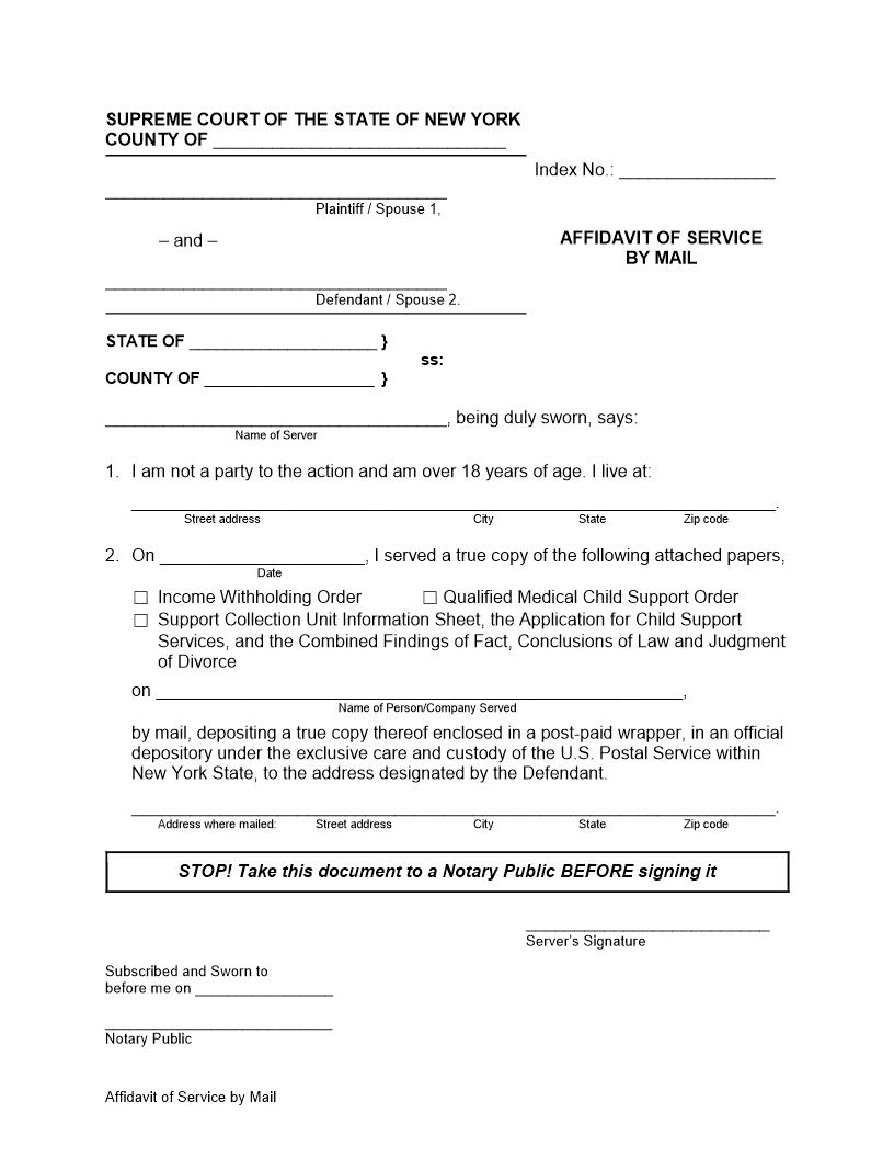 Affidavit Of Service By Mail | Pdf Fpdf Docx | New York