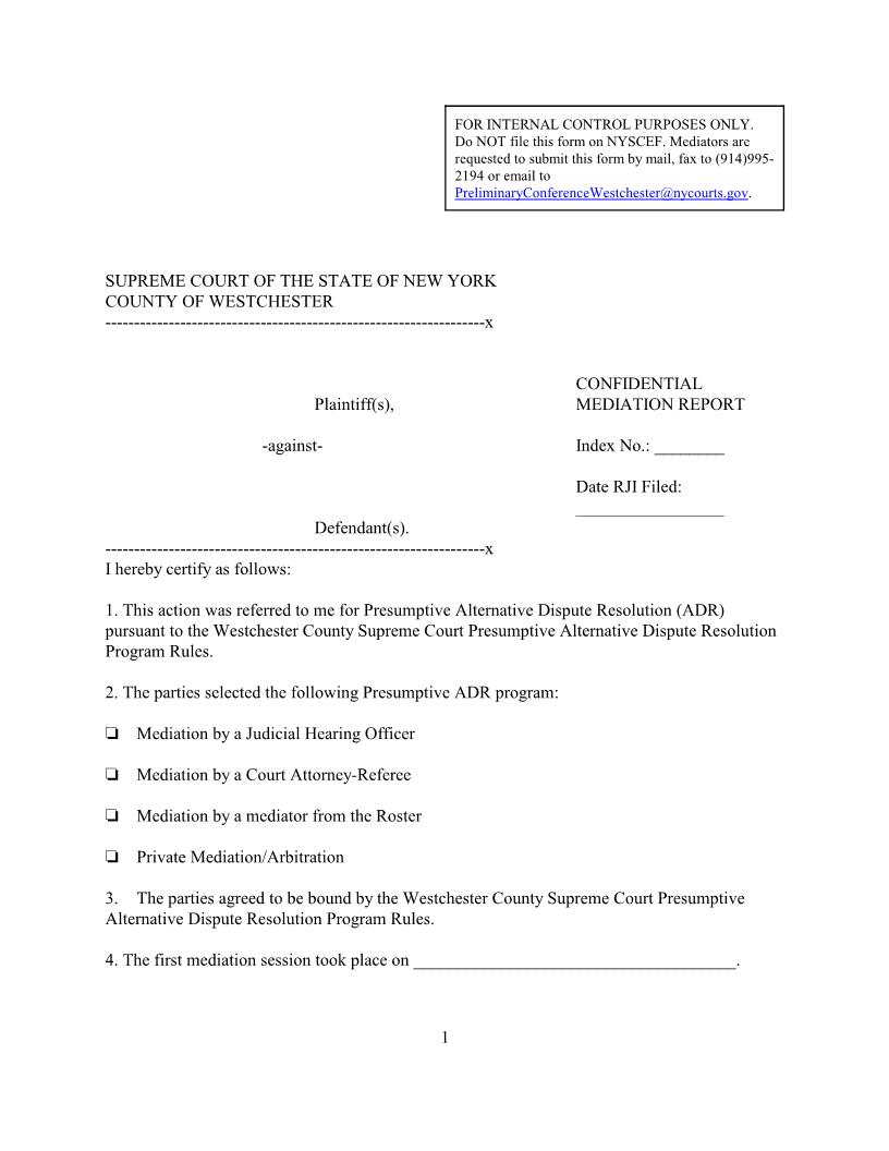 Confidential Mediation Report | Pdf Fpdf Docx | New York