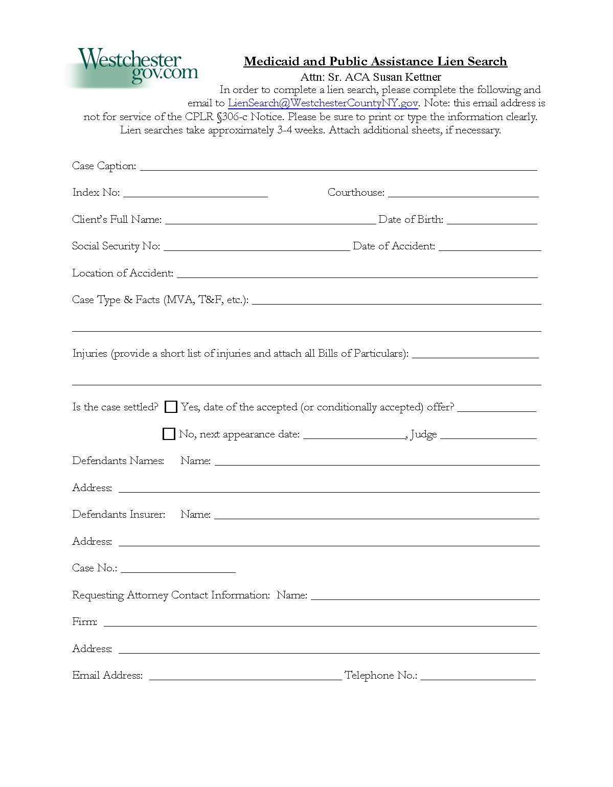 Medicaid And Public Assistance Lien Search | Pdf Fpdf Docx | New York