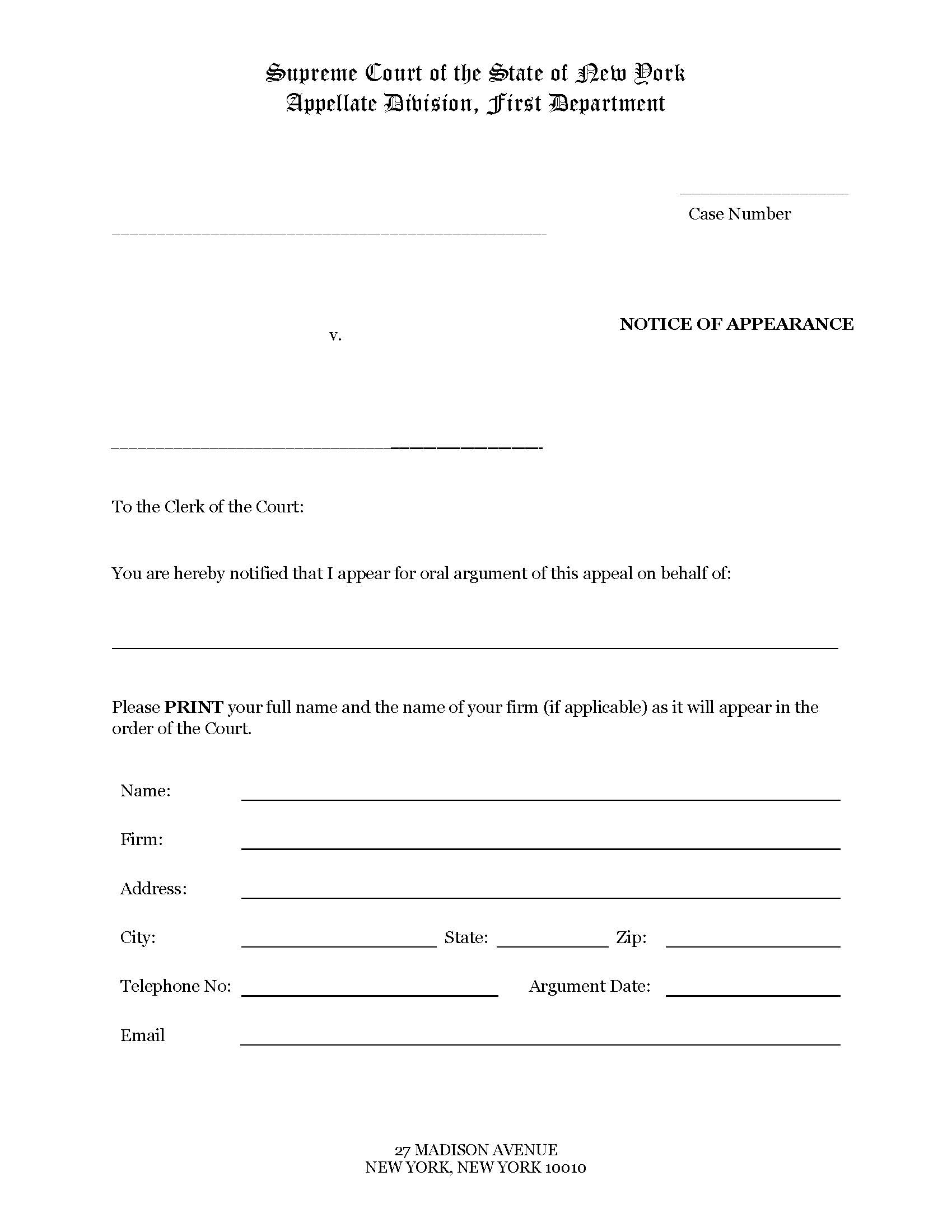 Notice Of Appearance | Pdf Fpdf Docx | New York