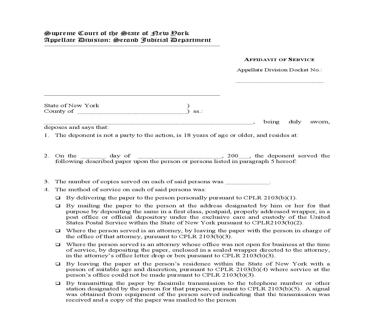 Affidavit Of Service | Pdf Fpdf Doc Docx | New York