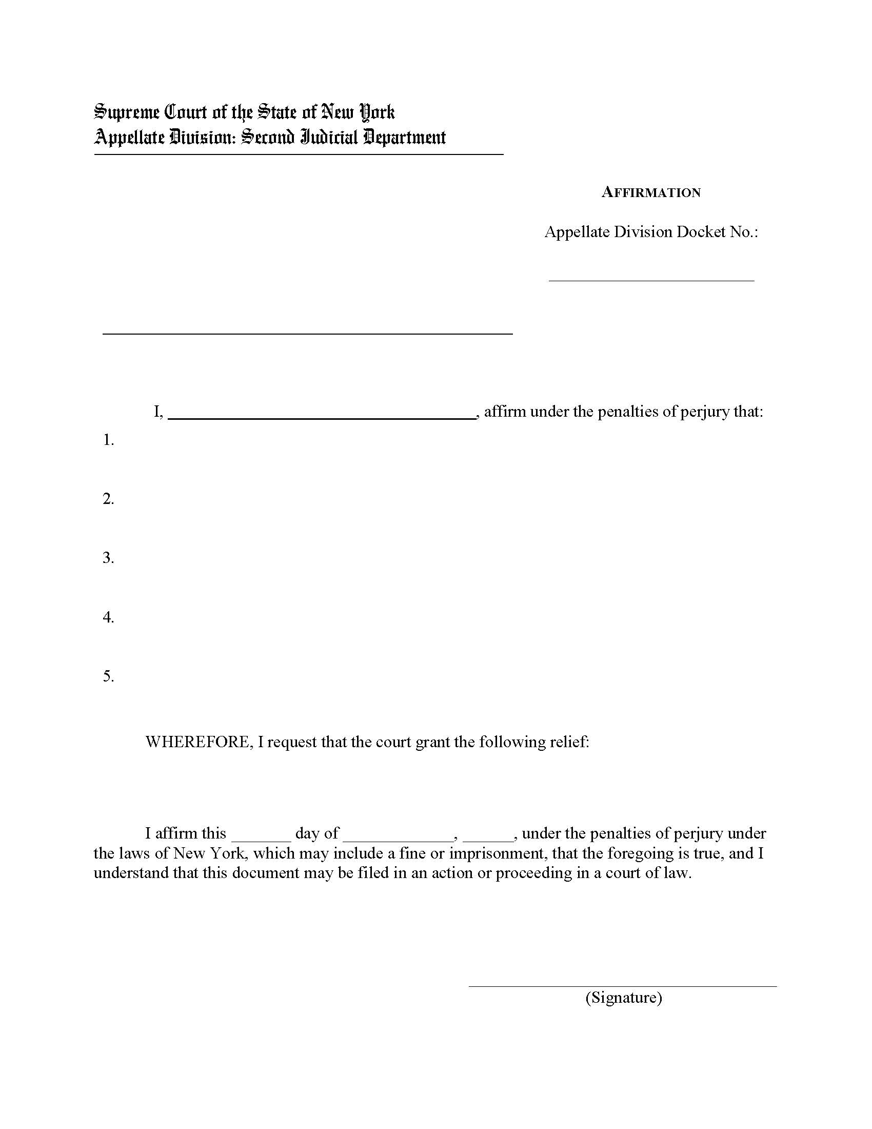 Affirmation | Pdf Fpdf Doc Docx | New York