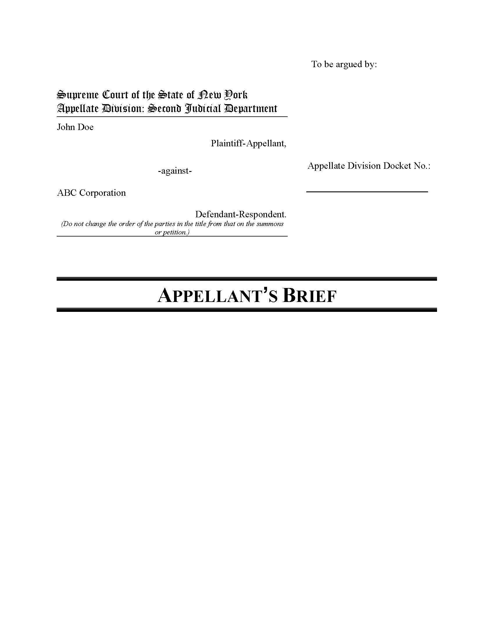 Appellants Brief Cover Sheet | Pdf Fpdf Docx | New York