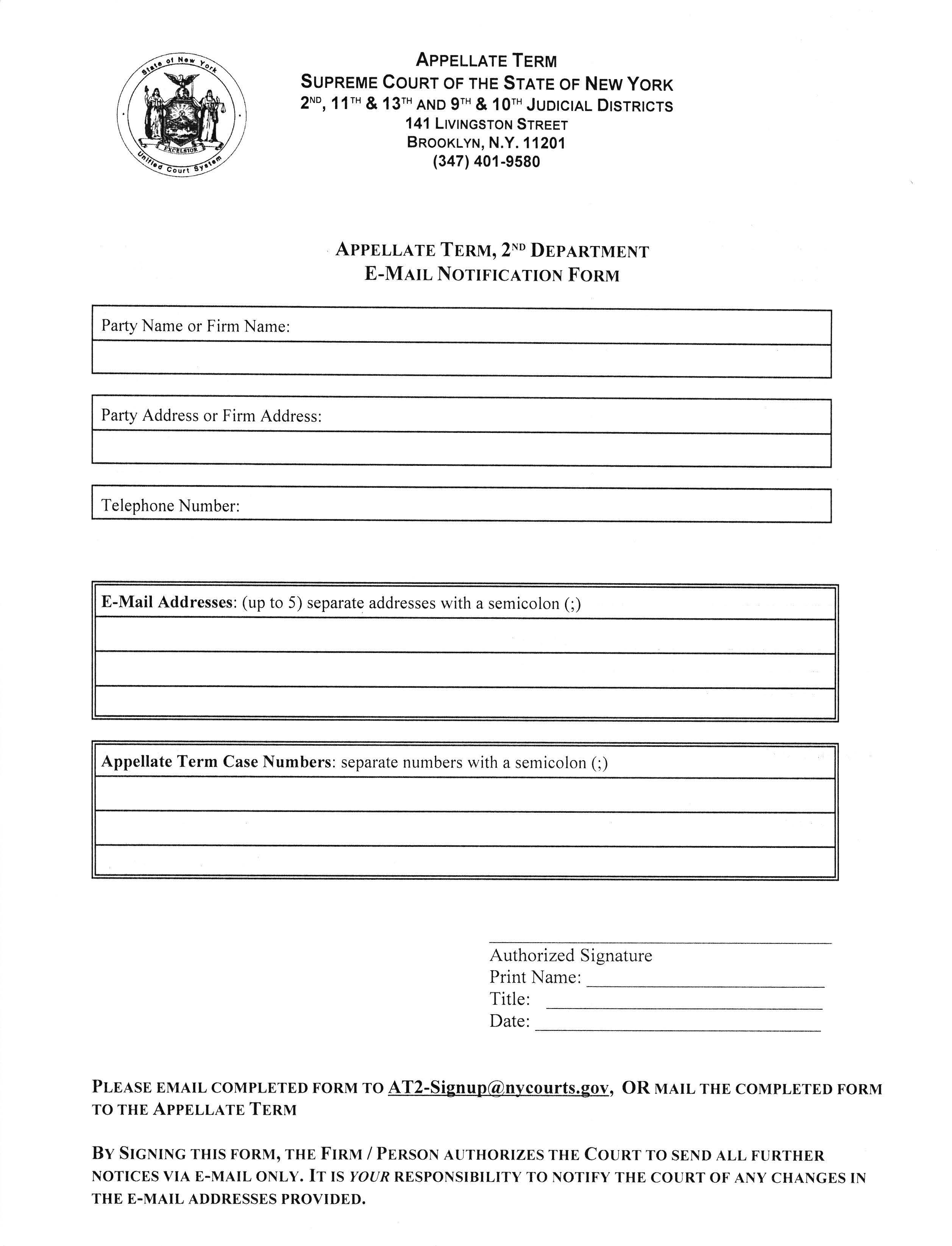 E-Mail Notification (Appellate Term) | Pdf Fpdf Docx | New York