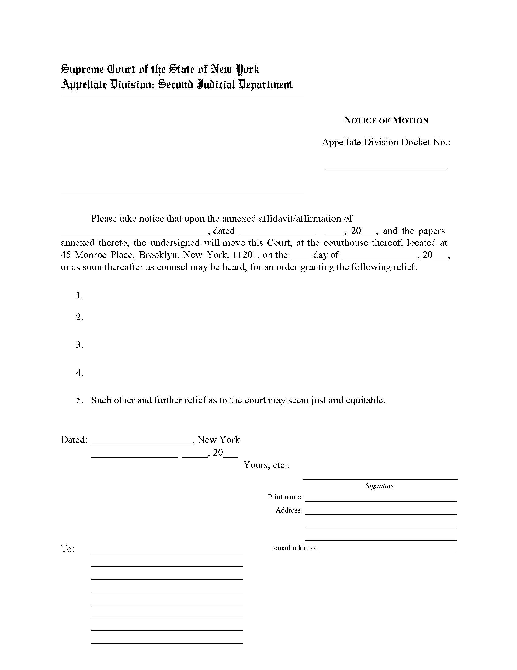 Notice Of Motion | Pdf Fpdf Docx | New York