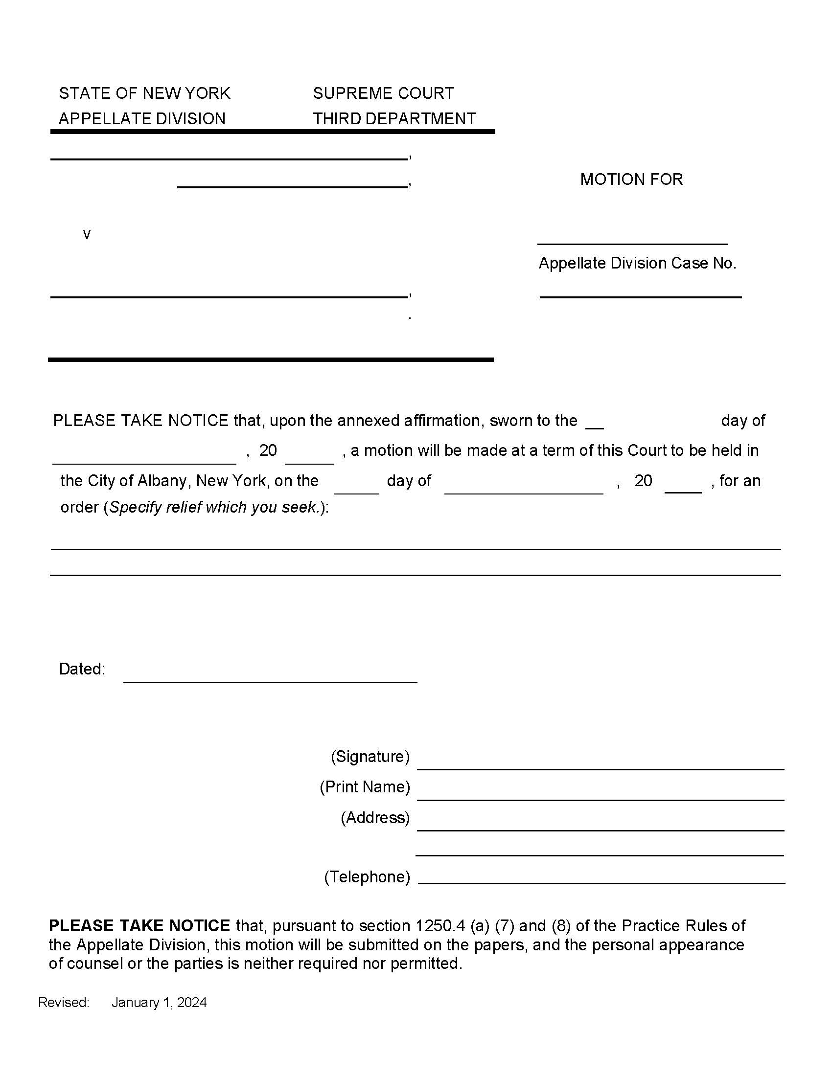 Motion (All Purpose) | Pdf Fpdf Doc Docx | New York