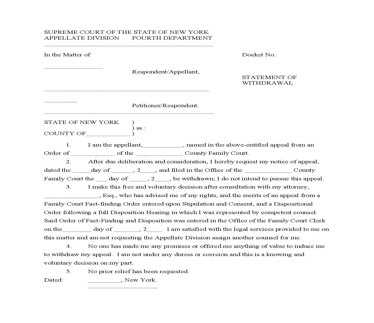 Appellants Statement Of Withdrawal | Pdf Fpdf Doc Docx | New York