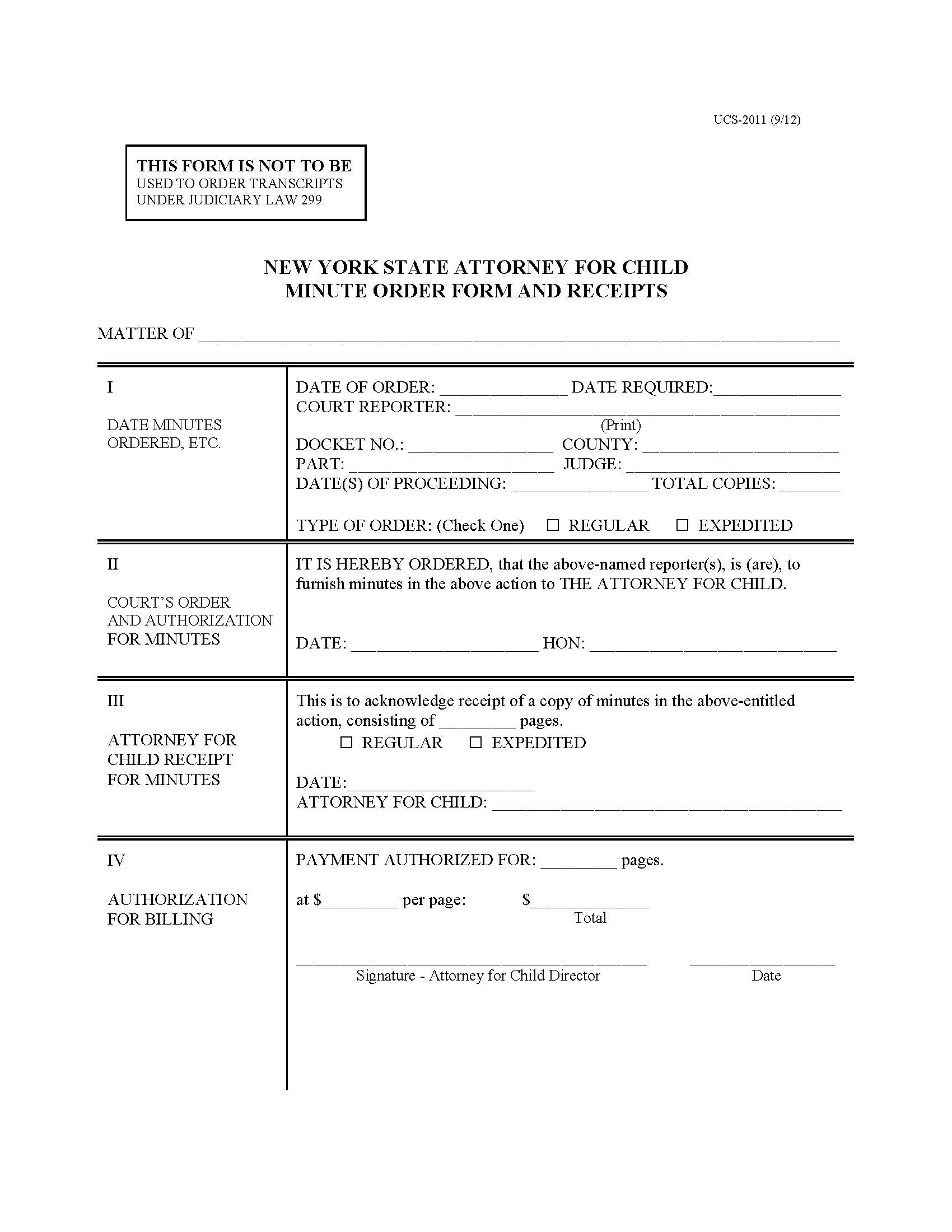 Minute Order Form And Receipts (4th Department) | Pdf Fpdf Docx | New York