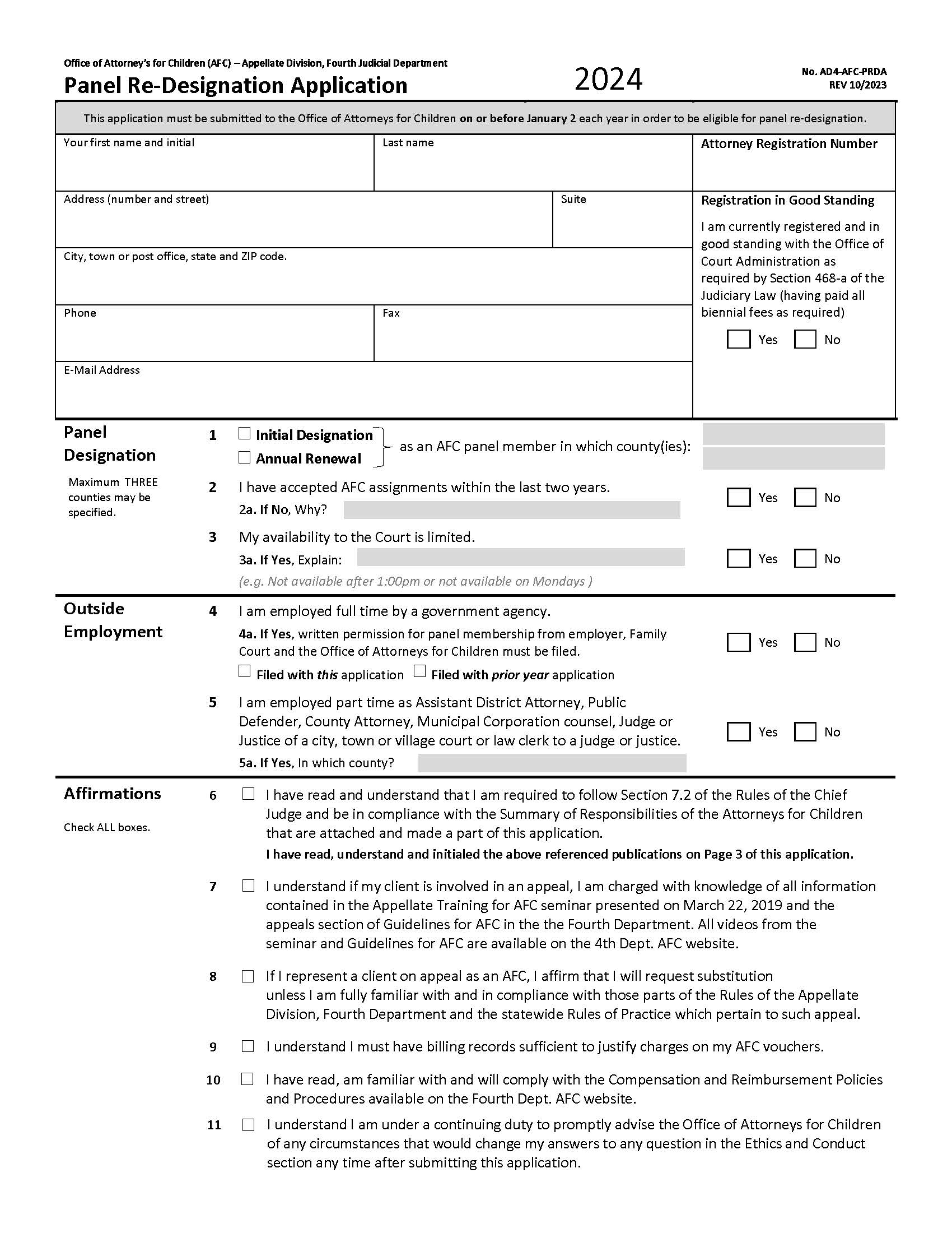Panel Re-Designation Application | Pdf Fpdf Docx | New York