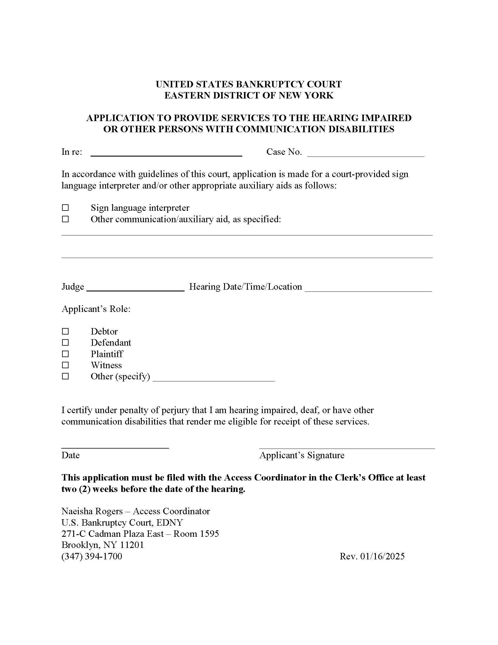 Application To Provide Service To Hearing Impaired Or Other Communication Disabilities | Pdf Fpdf Docx | New York