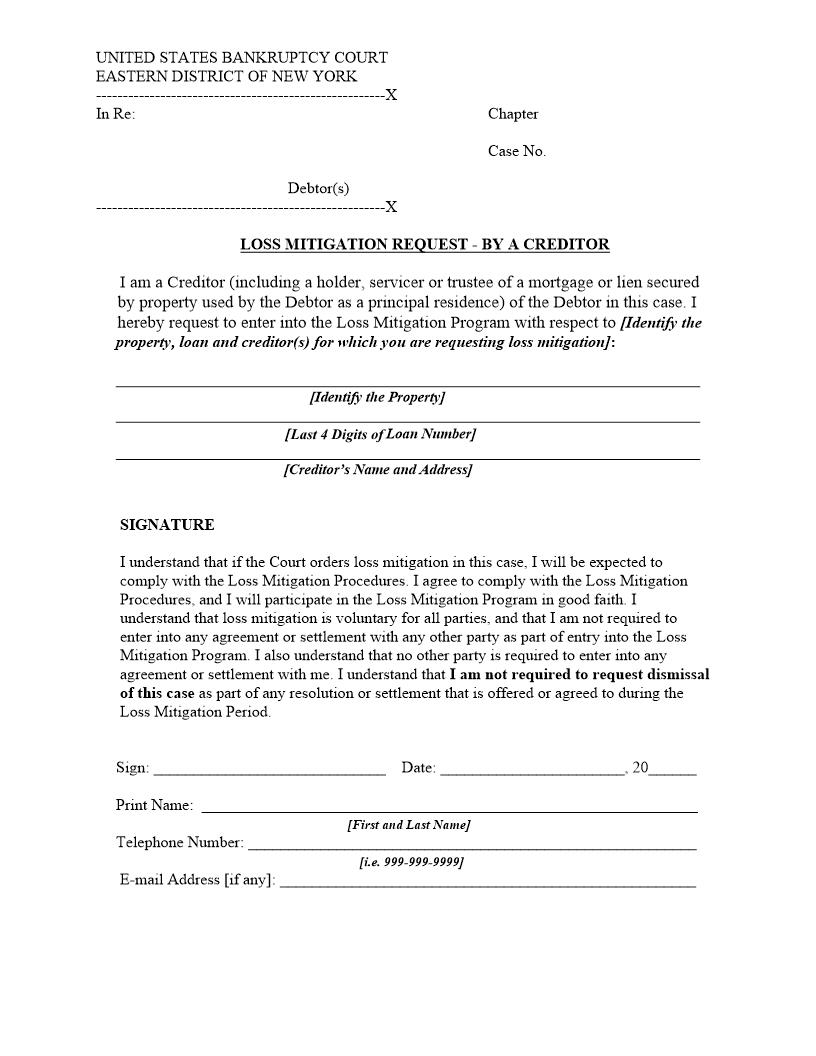 Loss Mitigation Request - By Creditor {NYEB LMR-C} | Pdf Fpdf Doc Docx | New York