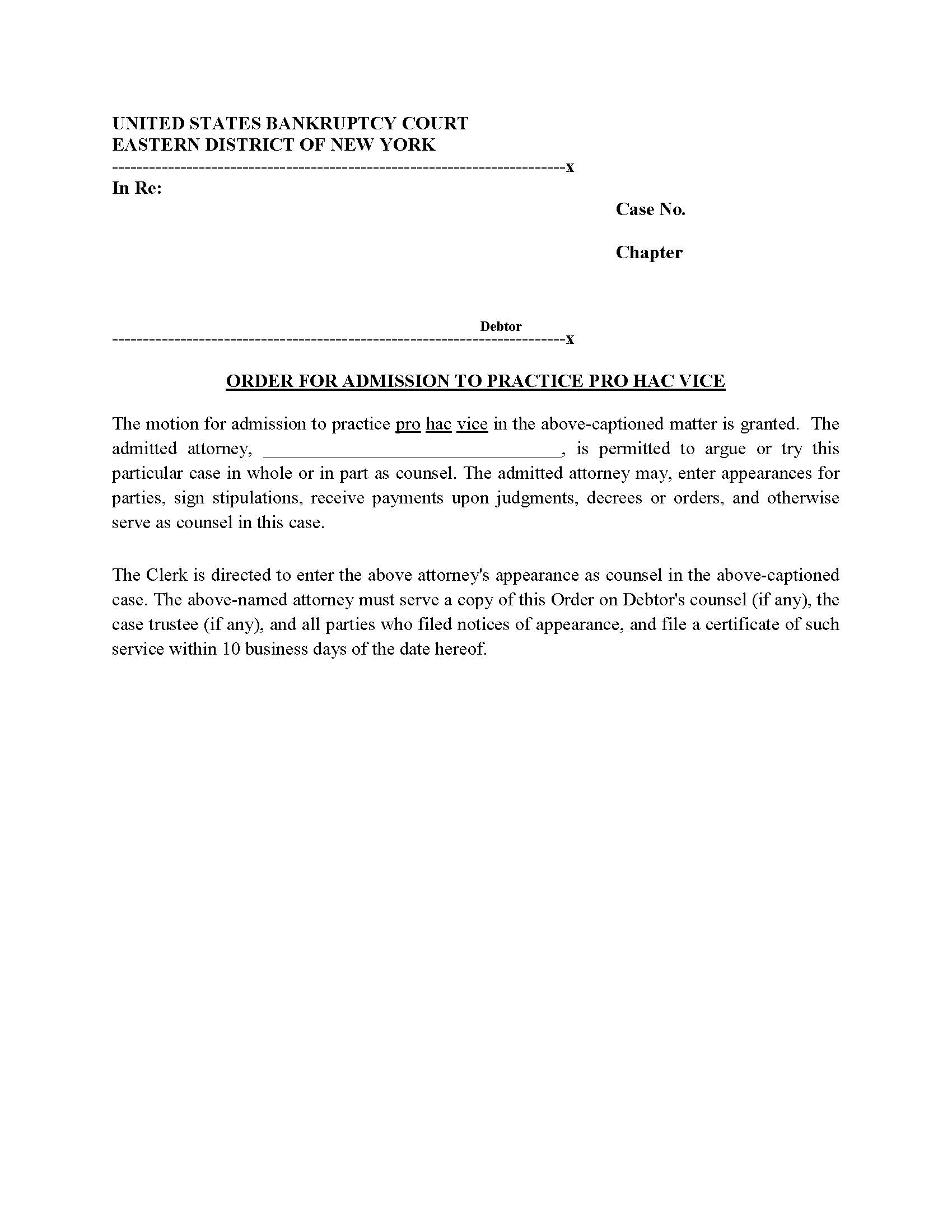 Order For Admission To Practice Pro Hac Vice {74d} | Pdf Fpdf Doc Docx | New York