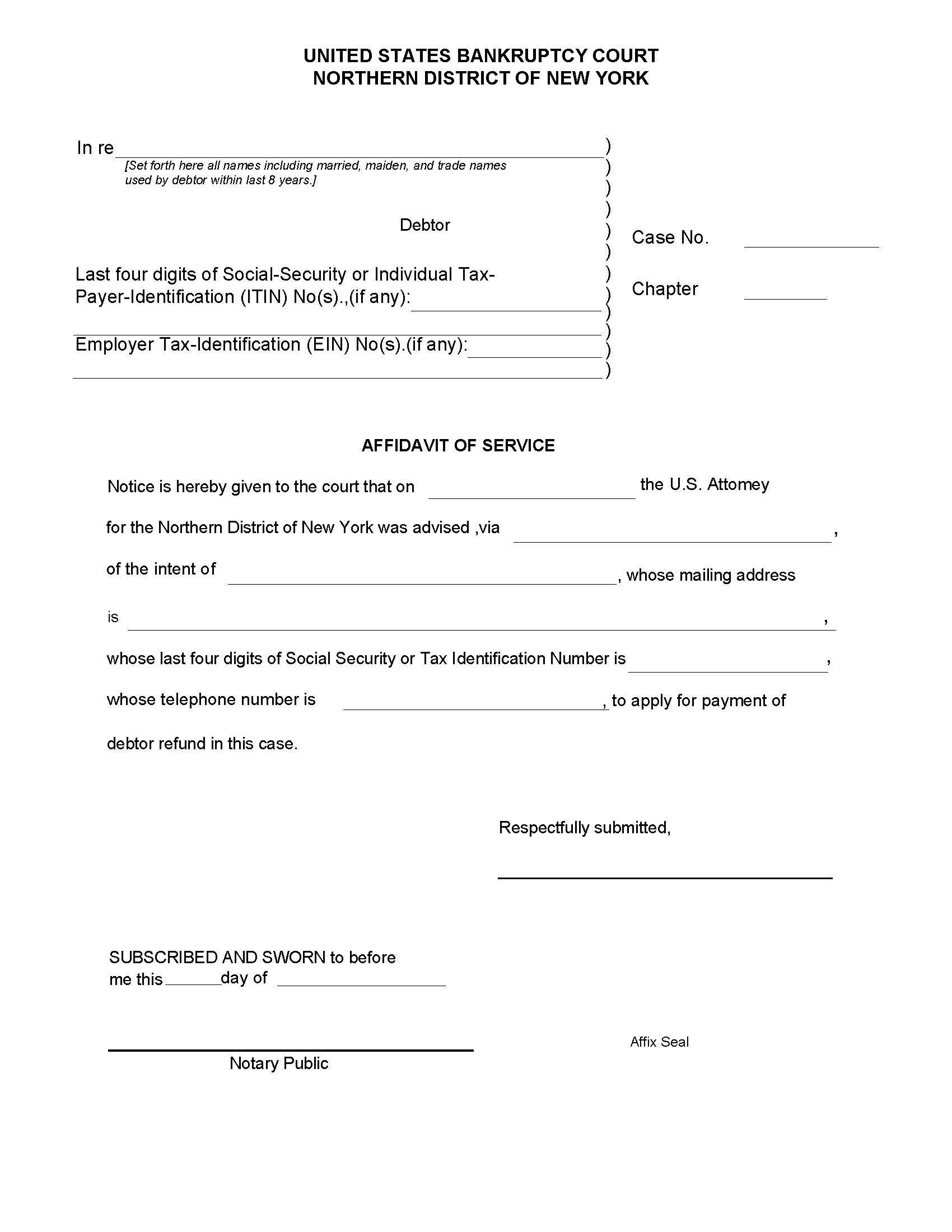 Affidavit Of Service (Debtor Refund) | Pdf Fpdf Docx | New York