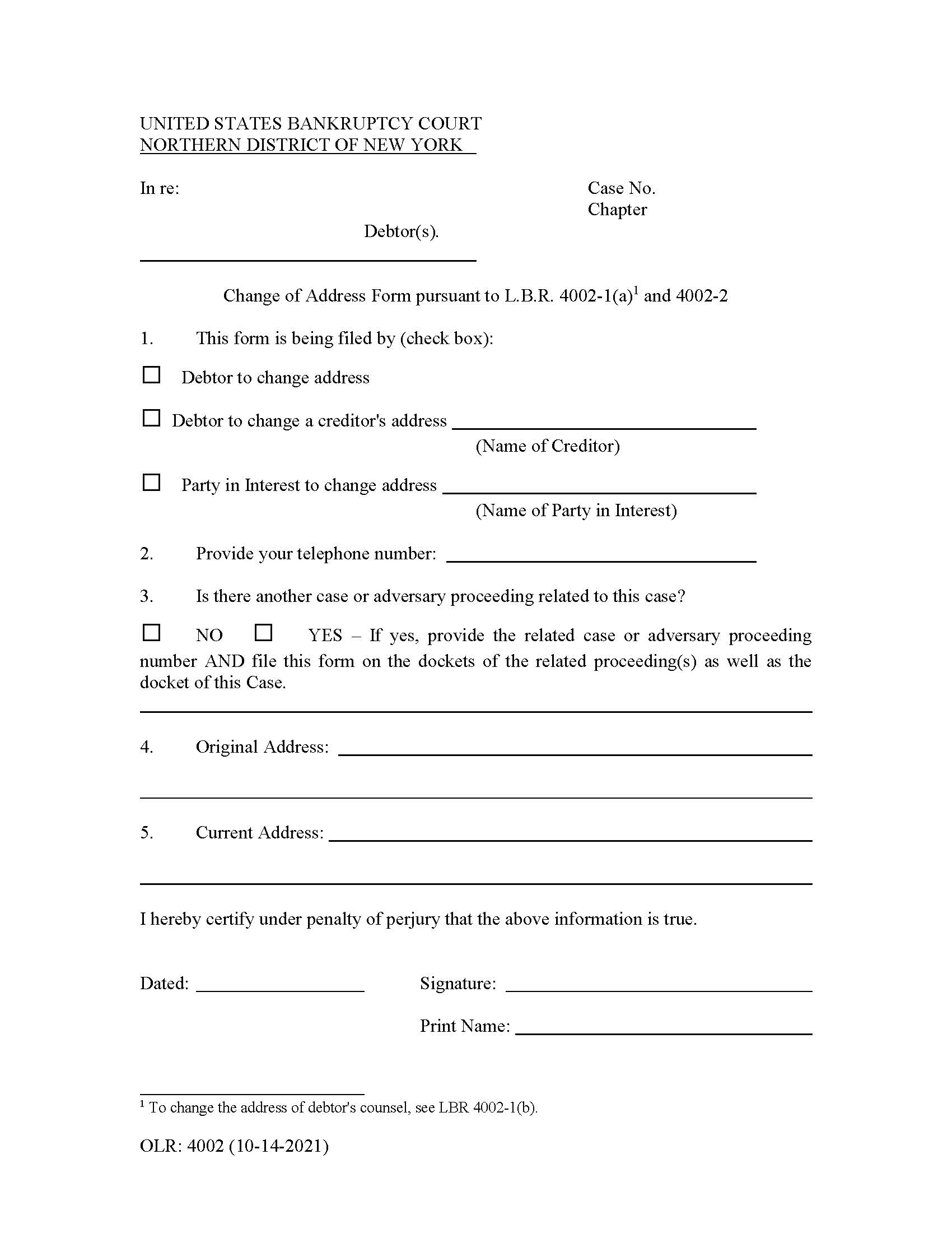 Change Of Address Form {OLR 4002} | Pdf Fpdf Docx | New York