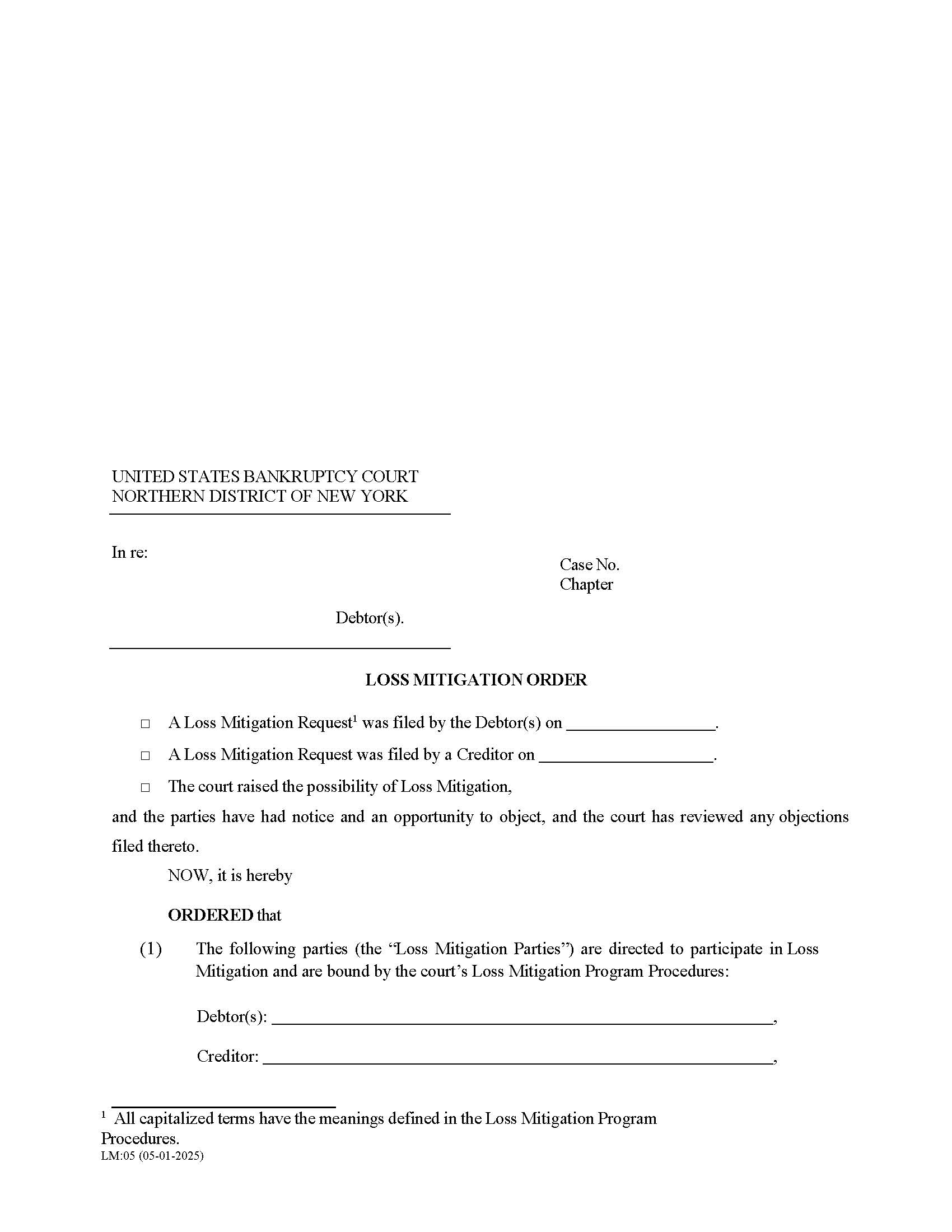 Loss Mitigation Order {LM-05} | Pdf Fpdf Docx | New York