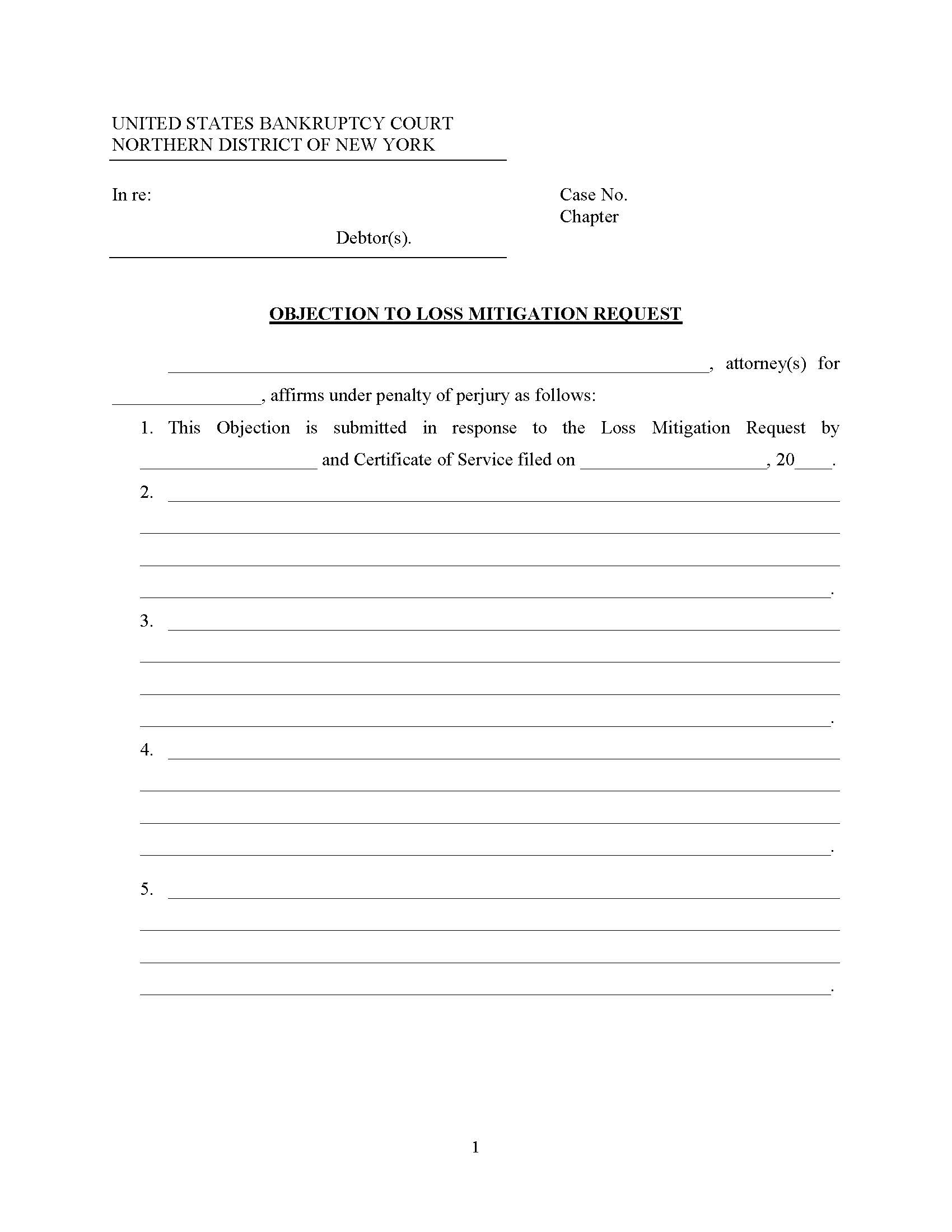 Objection To Loss Mitigation Request {LM 3} | Pdf Fpdf Docx | New York