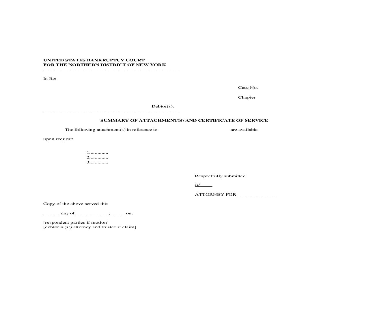 Summary Of Attachments And Certificate Of Service | Pdf Fpdf Doc Docx | New York