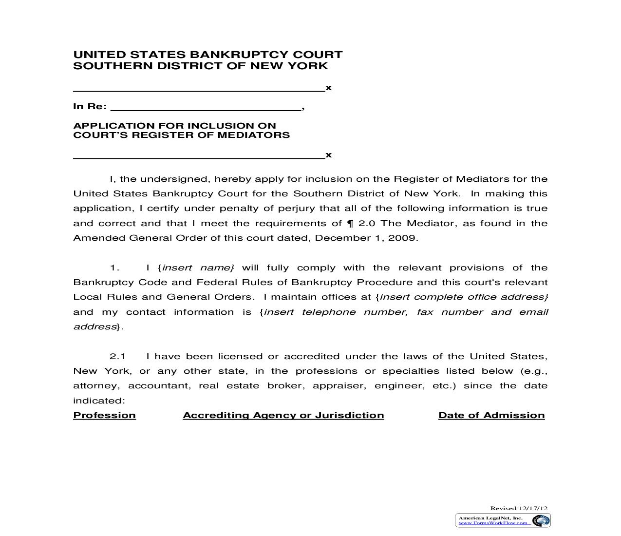 Application For Inclusion On Courts Register Of Mediators | Pdf Fpdf Doc Docx | New York