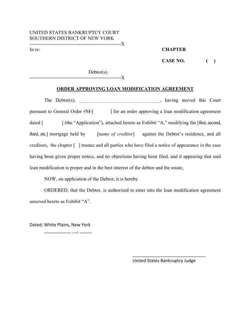 Order Approving Loan Modification Agreement (Judge Morris) {NYSB OALM-CGM} | Pdf Fpdf Docx | New York