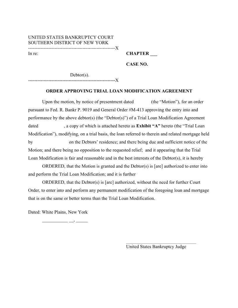 Order Approving Trial Loan Modification Agreement (Judge Morris) {NYSB OATLM-CGM} | Pdf Fpdf Docx | New York