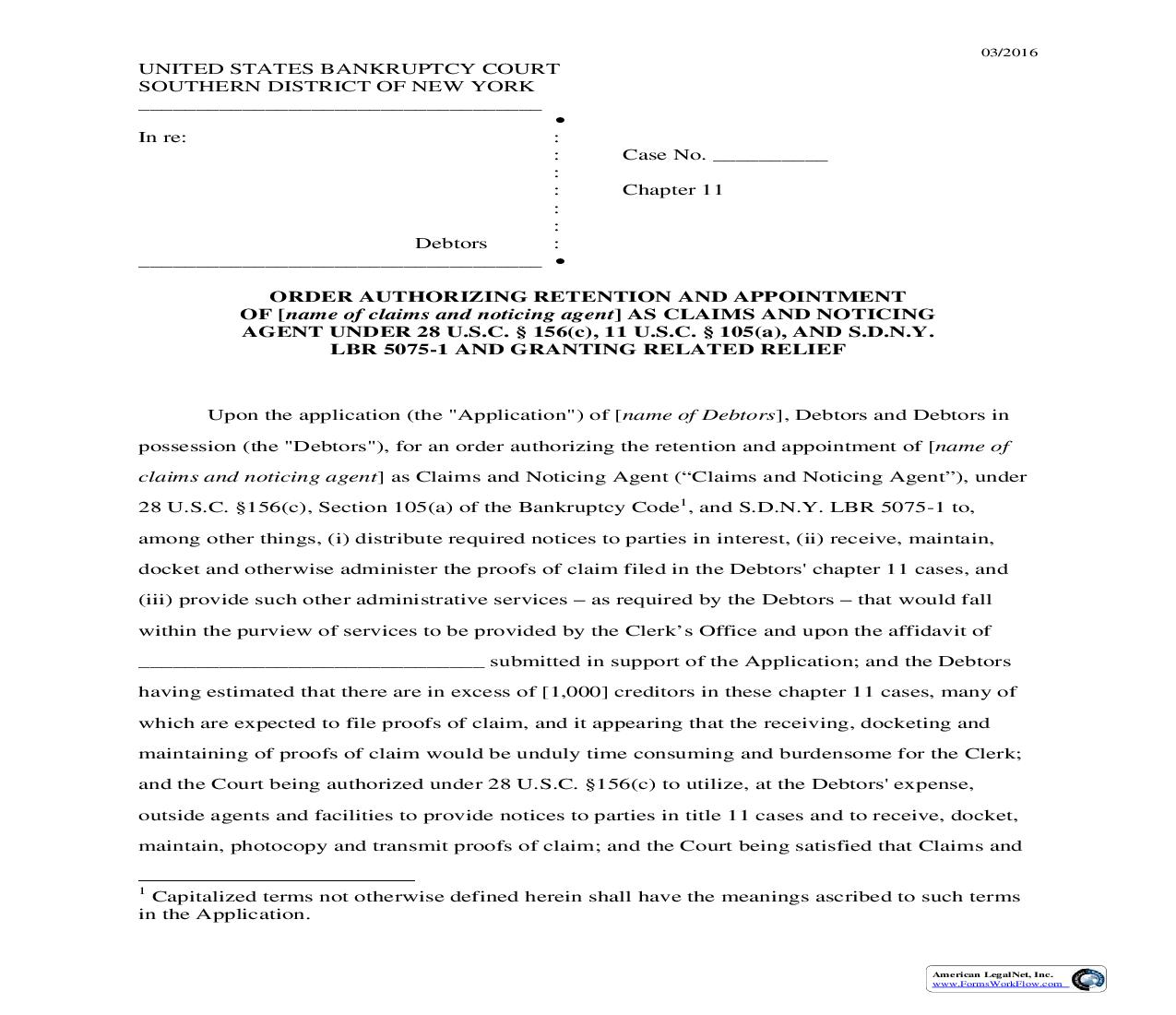 Order Authorizing Retention And Appointment Of Claims And Agent And Granting Related Relief | Pdf Fpdf Doc Docx | New York