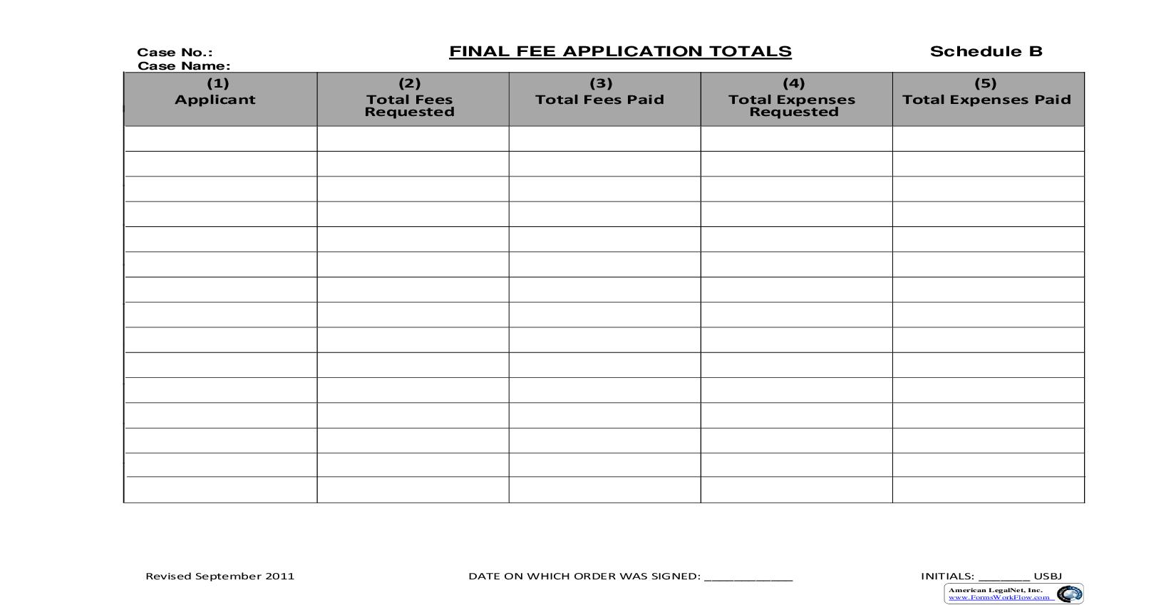Schedule B Final Fee Application Totals | Pdf Fpdf Doc Docx | New York