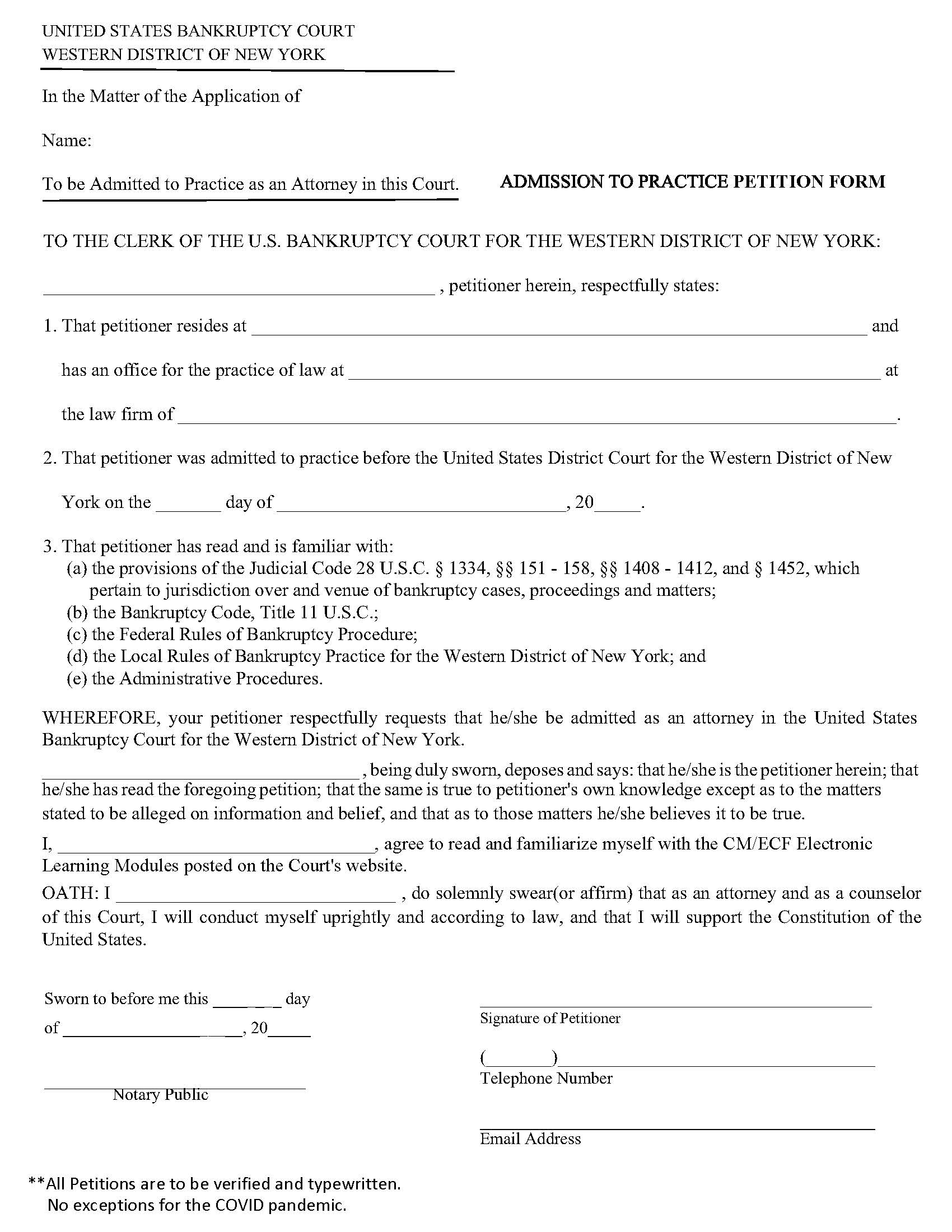Admission To Practice Petition Form | Pdf Fpdf Docx | New York