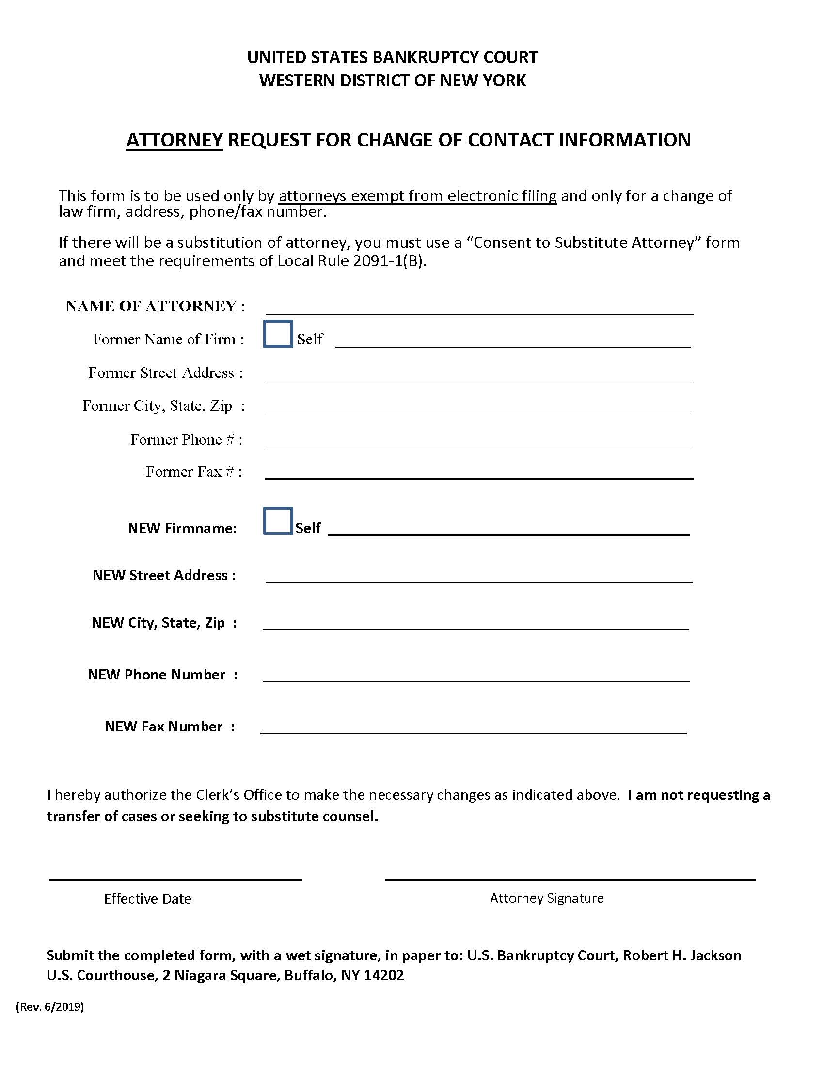 Attorney (NonEfiling Only) Request For Change Of Contact Information | Pdf Fpdf Docx | New York