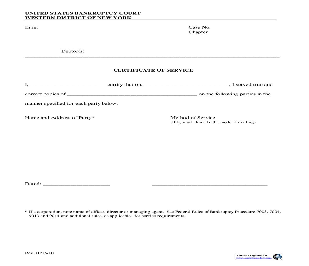 Certificate Of Service | Pdf Fpdf Doc Docx | New York