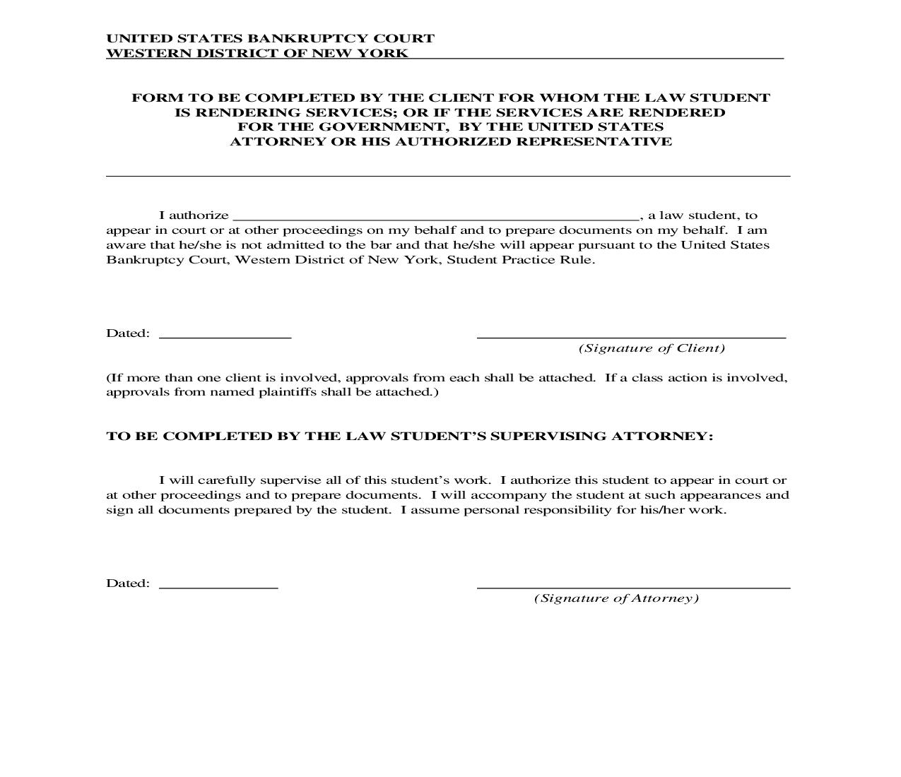 Client Form For Compliance With Western District Of New York Student Practice Rule | Pdf Fpdf Doc Docx | New York