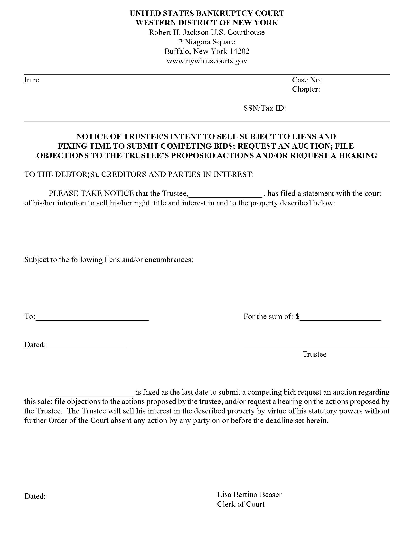 Notice Of Trustees Intent To Sell Subject To Liens Jackson Courthouse | Pdf Fpdf Docx | New York