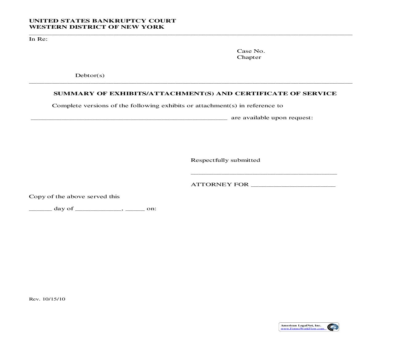 Summary Of Exhibits Or Attachments And Certificate Of Service | Pdf Fpdf Doc Docx | New York