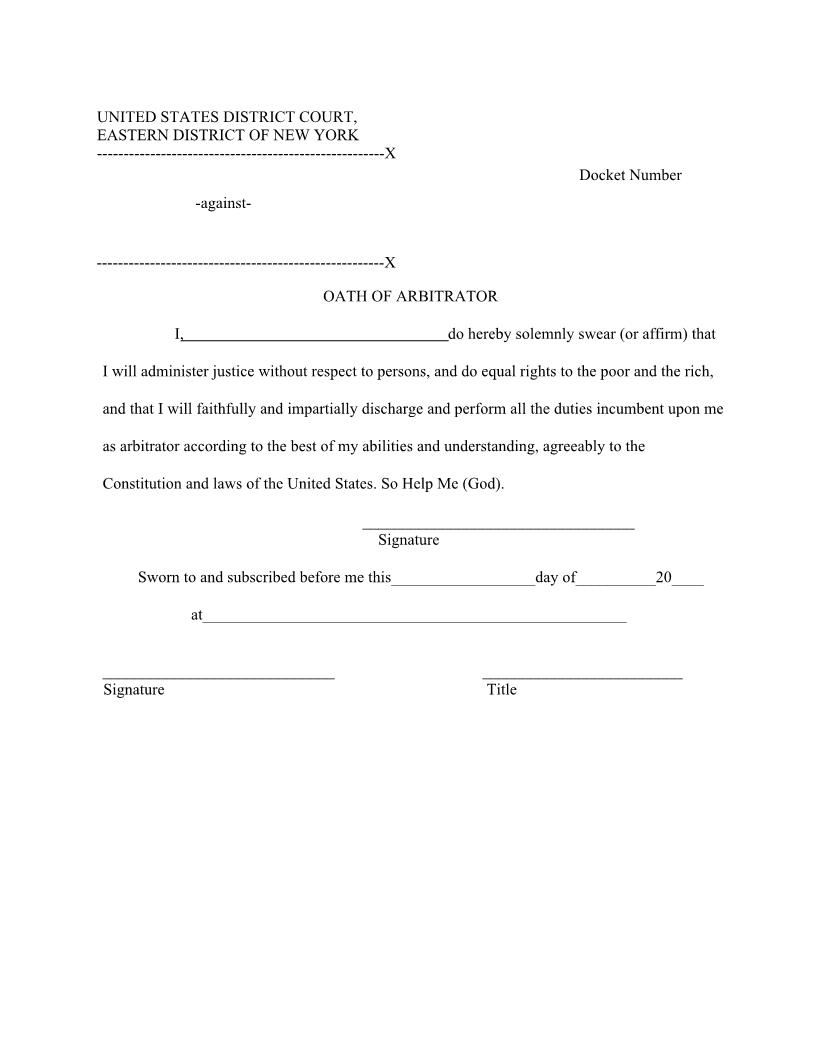 Oath Of Arbitrator | Pdf Fpdf Doc Docx | New York