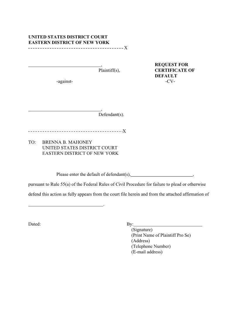 Request To Enter Default Judgment (Packet) | Pdf Fpdf Doc Docx | New York