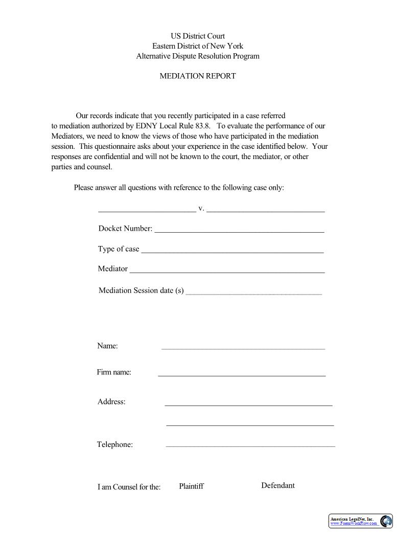 Mediation Report | Pdf Fpdf Docx | New York